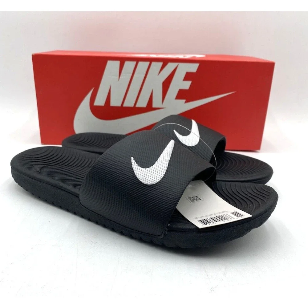 NIKE KAWA SLIDE Kids' NEW Slides Black/White Multiple Sizes